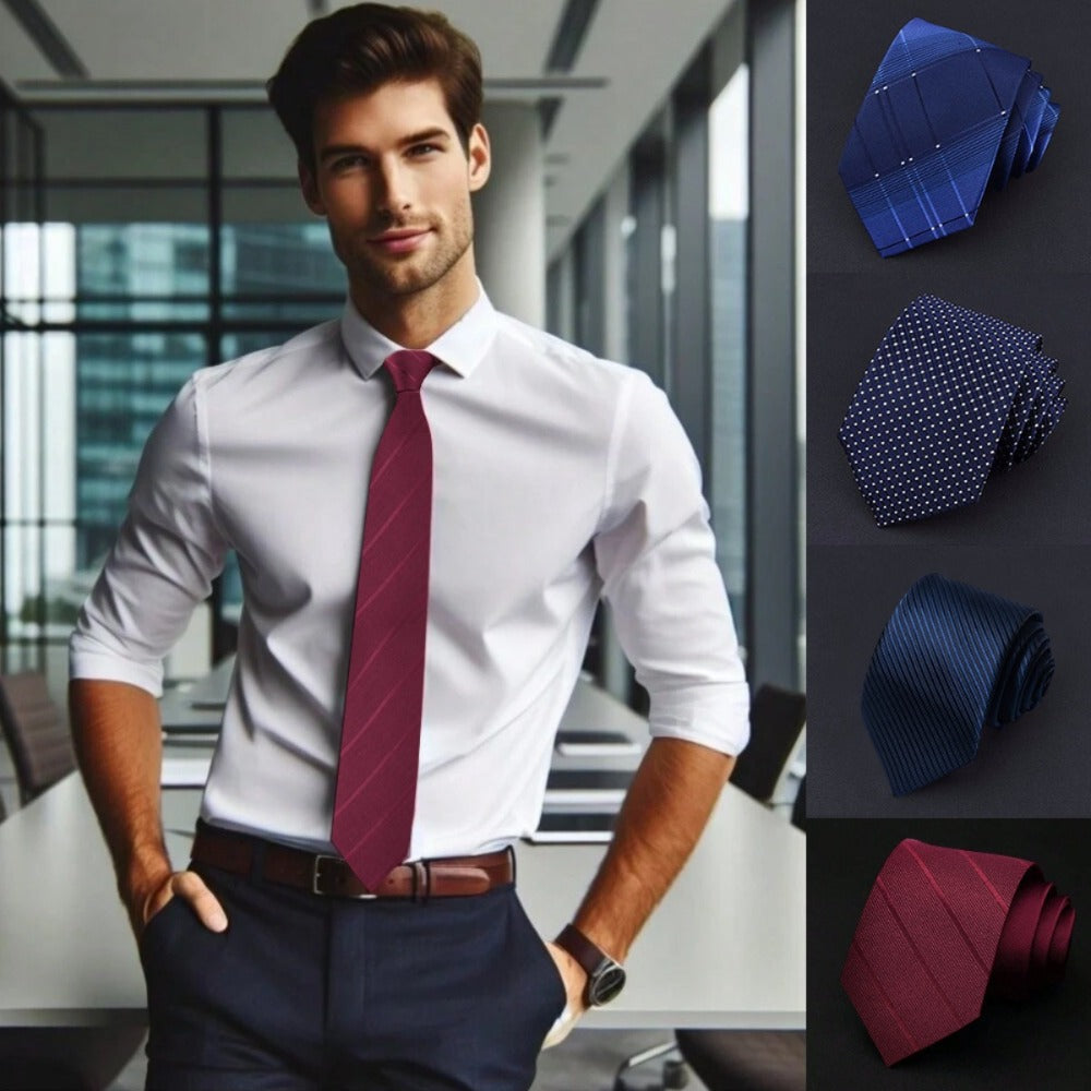 Men's Necktie - Tie Gift Box Set for 5 Piece Pocket Square Cufflinks Tie Clip | Elegant - product detail view 4