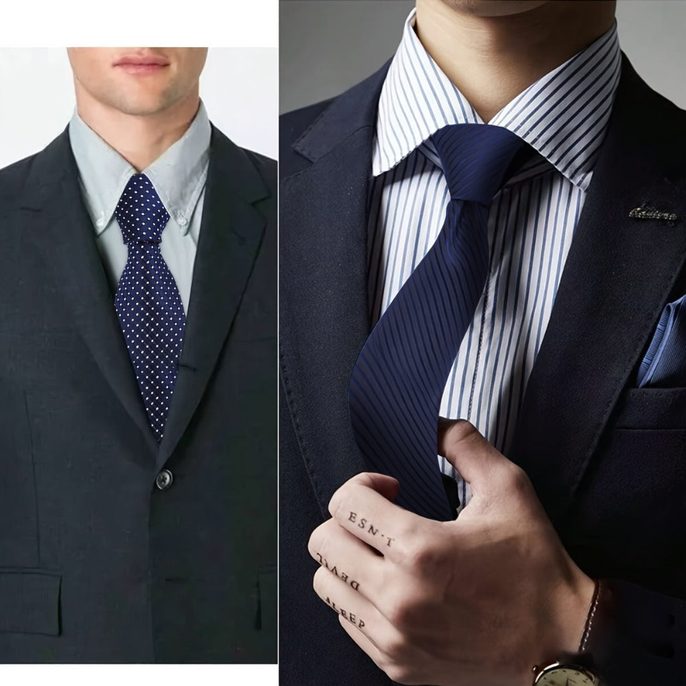 Men's Necktie - Tie Gift Box Set for 5 Piece Pocket Square Cufflinks Tie Clip | Elegant - product detail view 6