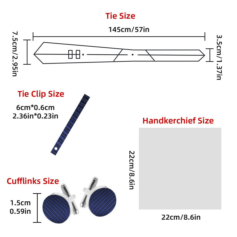 Men's Necktie - Tie Gift Box Set for 5 Piece Pocket Square Cufflinks Tie Clip | Elegant - product detail view 16