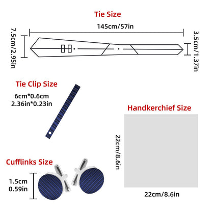 Men's Necktie - Tie Gift Box Set for 5 Piece Pocket Square Cufflinks Tie Clip | Elegant - product detail view 16