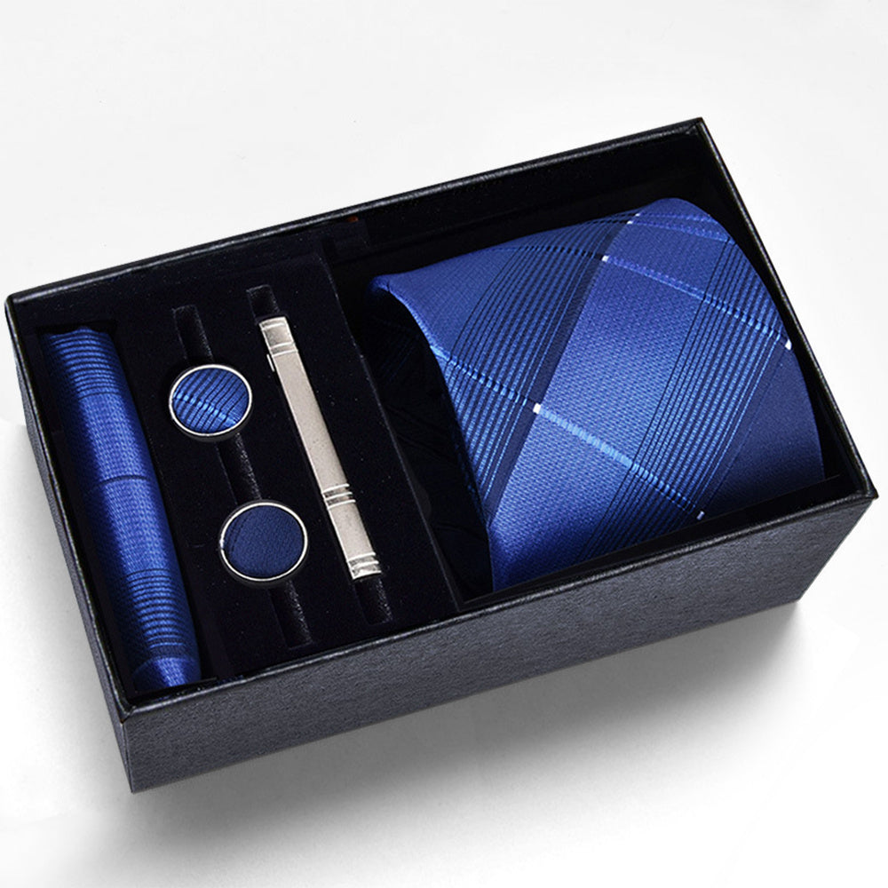 Men's Necktie - Tie Gift Box Set for 5 Piece Pocket Square Cufflinks Tie Clip | Elegant - product detail view 21