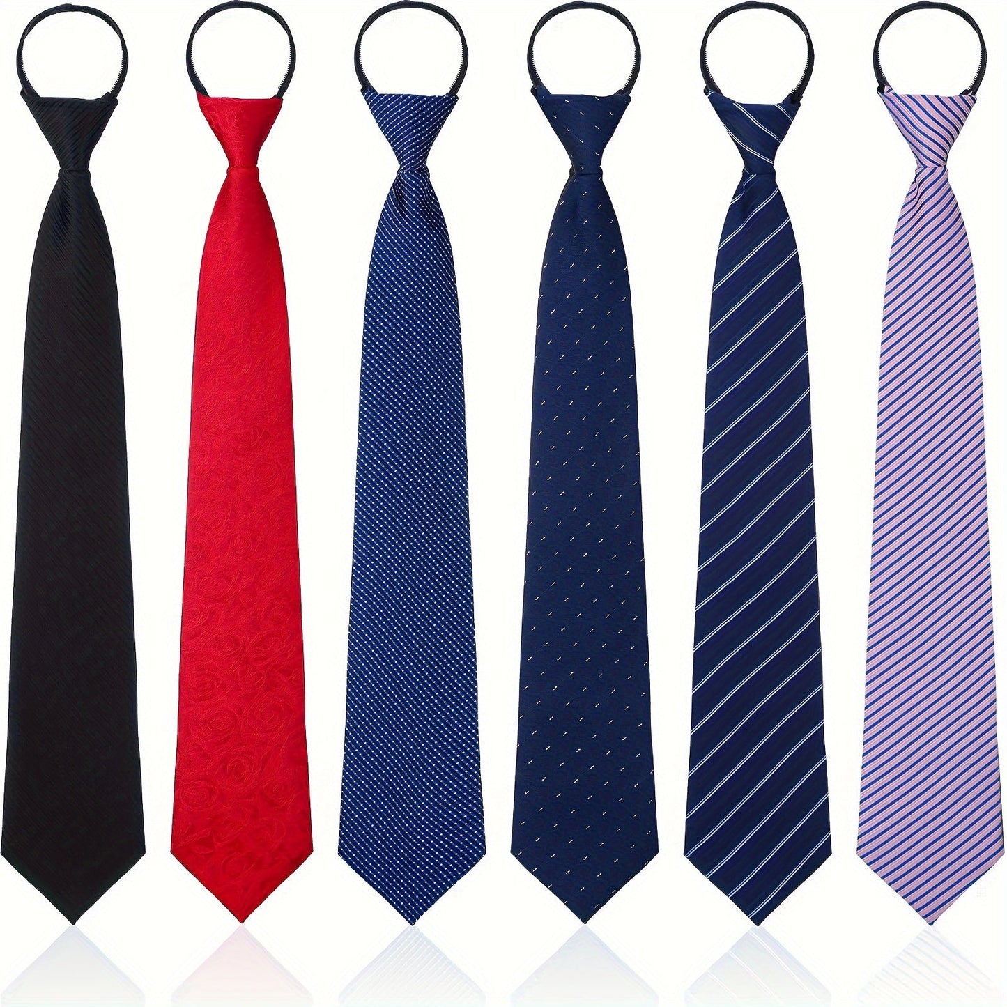 Men's Necktie - Zipper Tie Set 6 Pack Adjustable Pre-Tied for Women Kids - School Uniform - product detail view 8