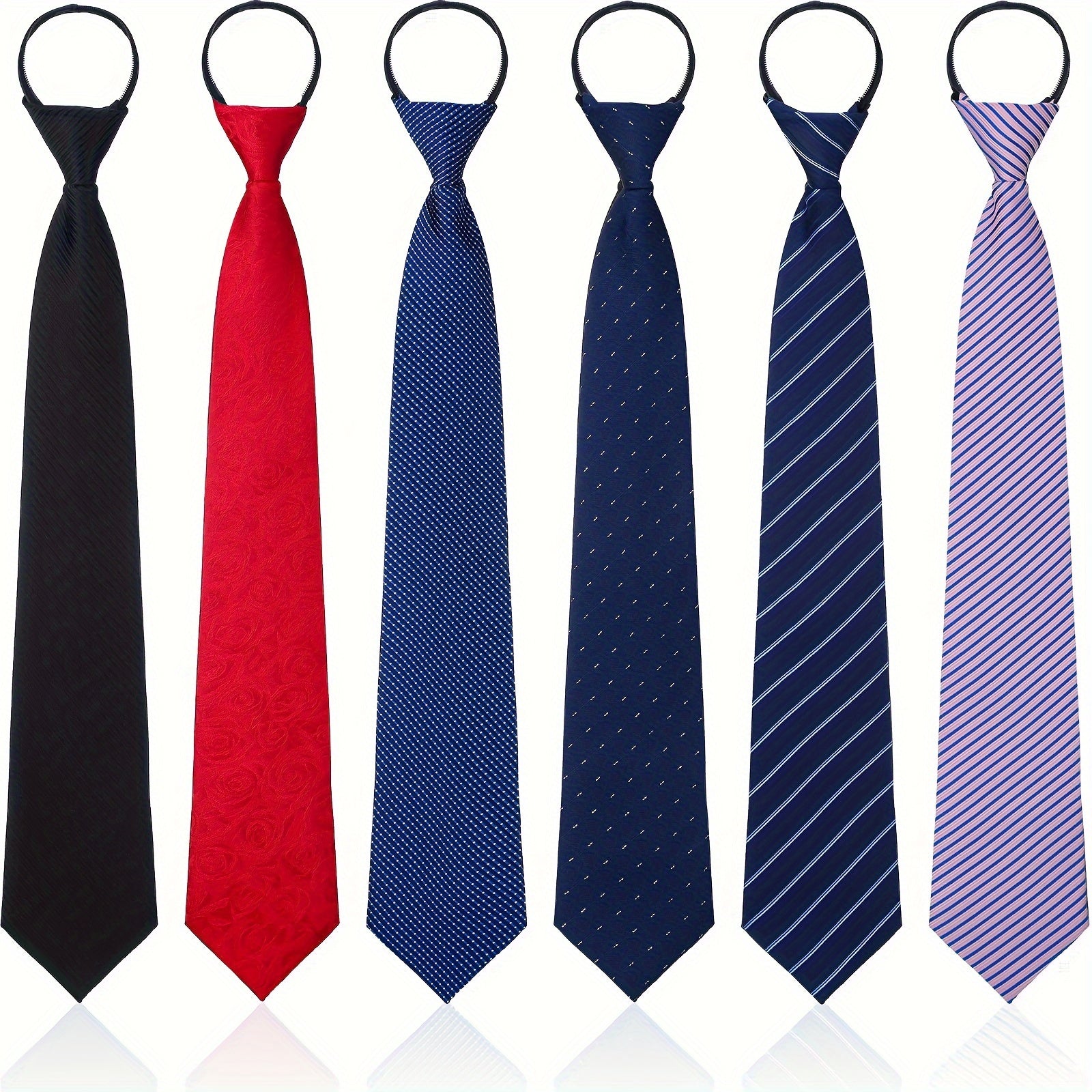 Men's Necktie - Zipper Tie Set 6 Pack Adjustable Pre-Tied for Women Kids - School Uniform - product detail view 8