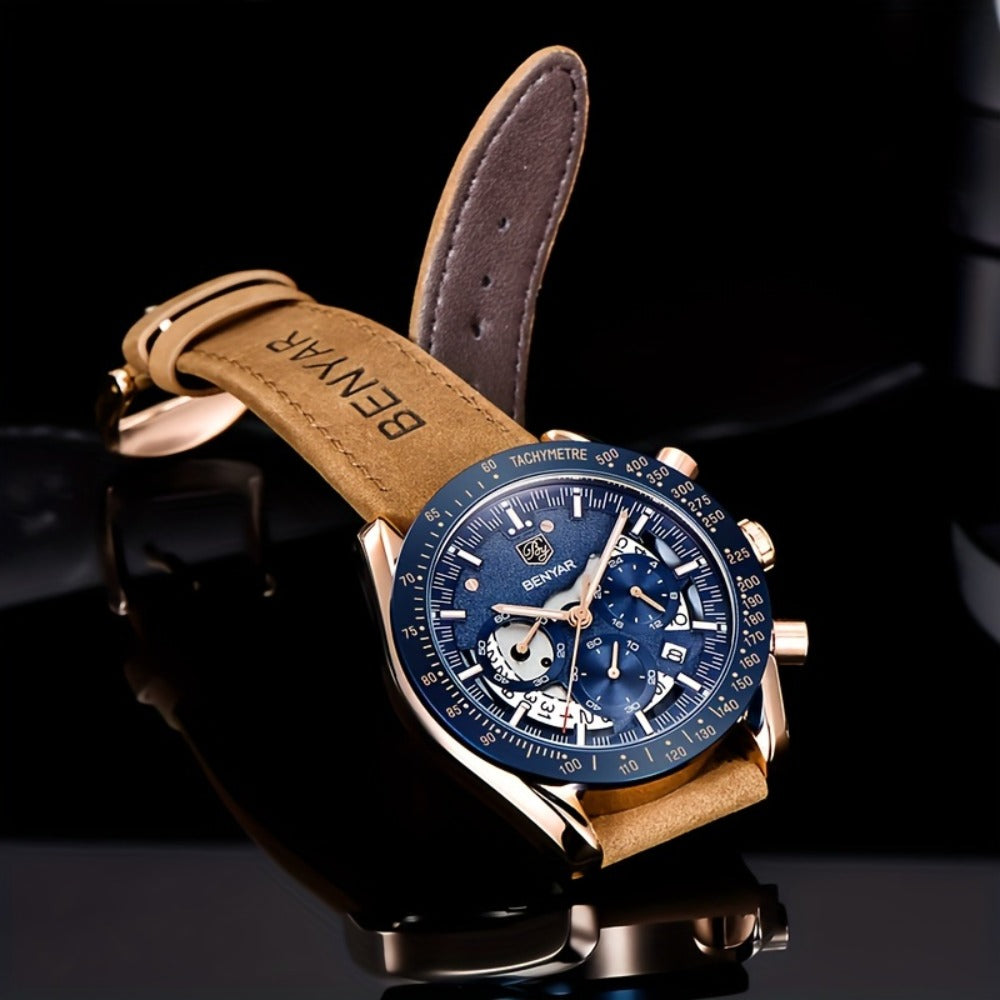 Men's Quartz Watch - BENYAR Luminous Chronograph Analog Big Face Business Sport Casual Fashion - product detail view 6