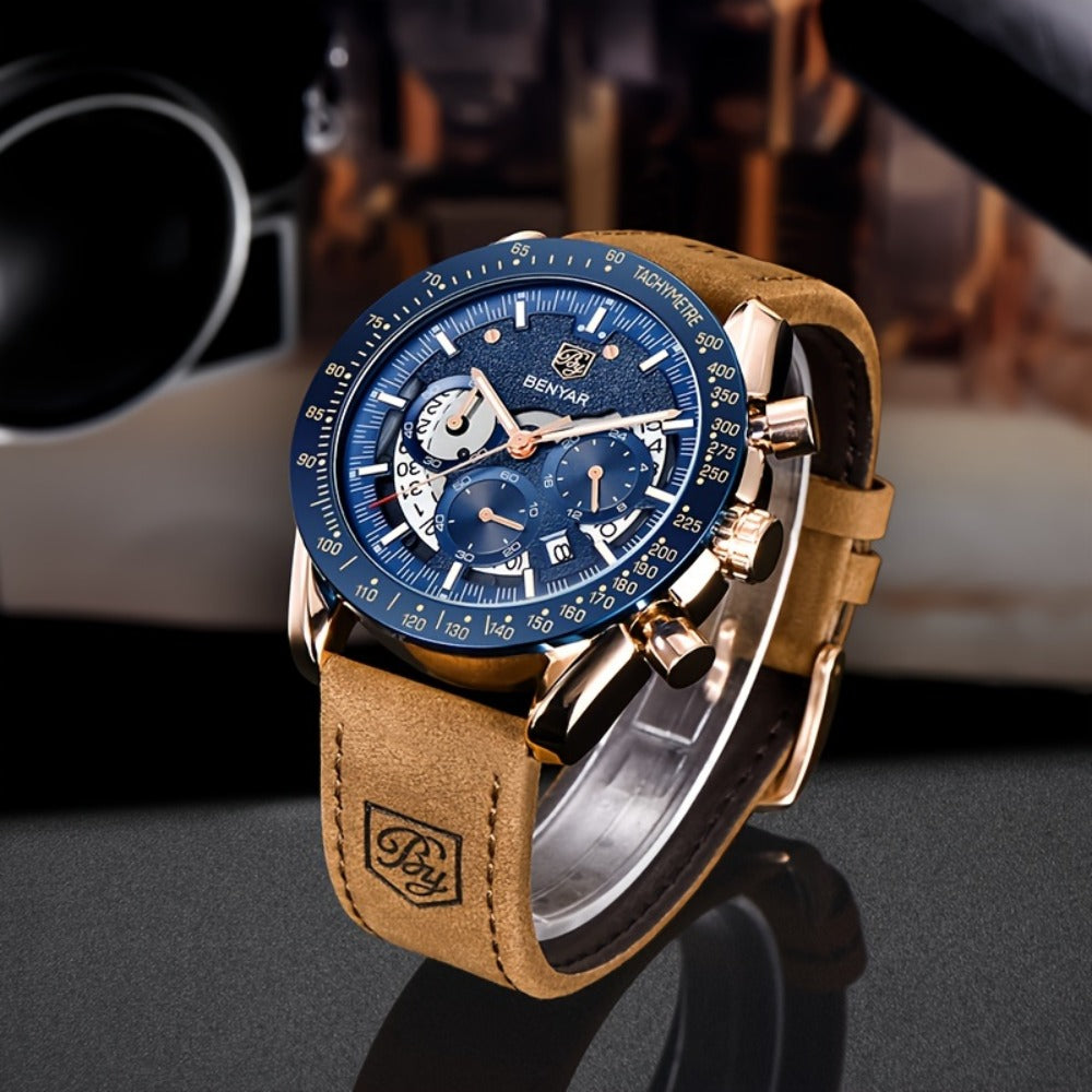 Men's Quartz Watch - BENYAR Luminous Chronograph Analog Big Face Business Sport Casual Fashion - product detail view 7