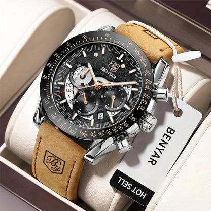 Men's Quartz Watch - BENYAR Luminous Chronograph Analog Big Face Business Sport Casual Fashion - product detail view 8