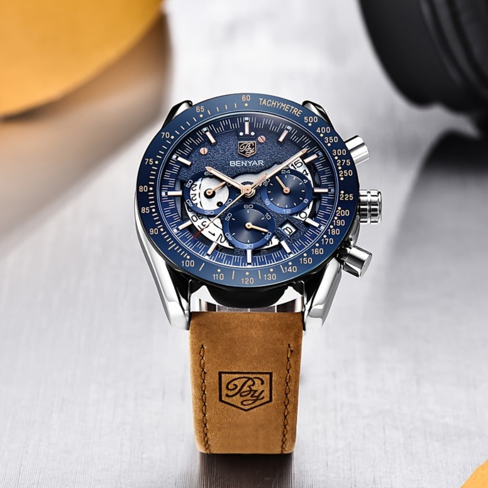 Men's Quartz Watch - BENYAR Luminous Chronograph Analog Big Face Business Sport Casual Fashion - product detail view 9