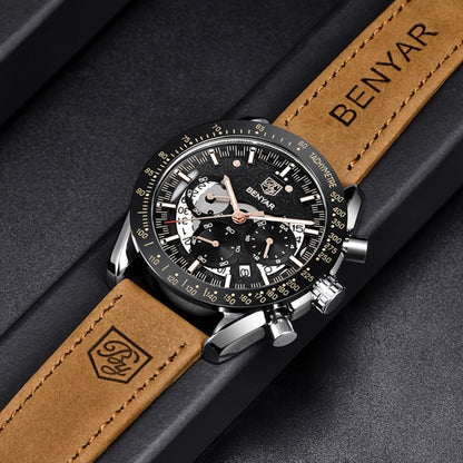 Men's Quartz Watch - BENYAR Luminous Chronograph Analog Big Face Business Sport Casual Fashion - product detail view 22