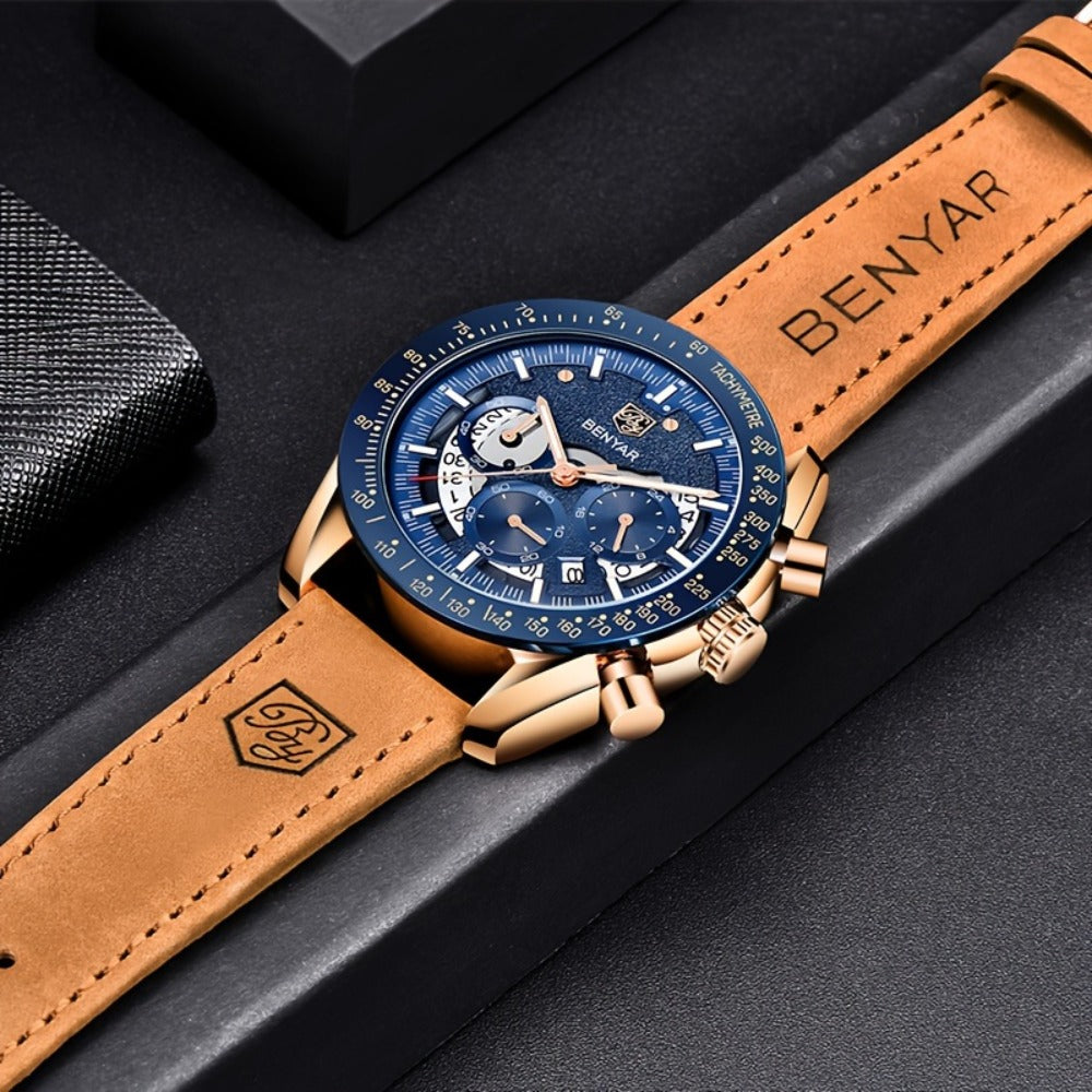 Men's Quartz Watch - BENYAR Luminous Chronograph Analog Big Face Business Sport Casual Fashion - product detail view 26