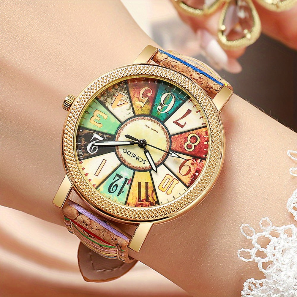 Men's Quartz Watch - Boho Colorful for Women Analog Wristwatch Fashion Casual Daily Dress - product detail view 10