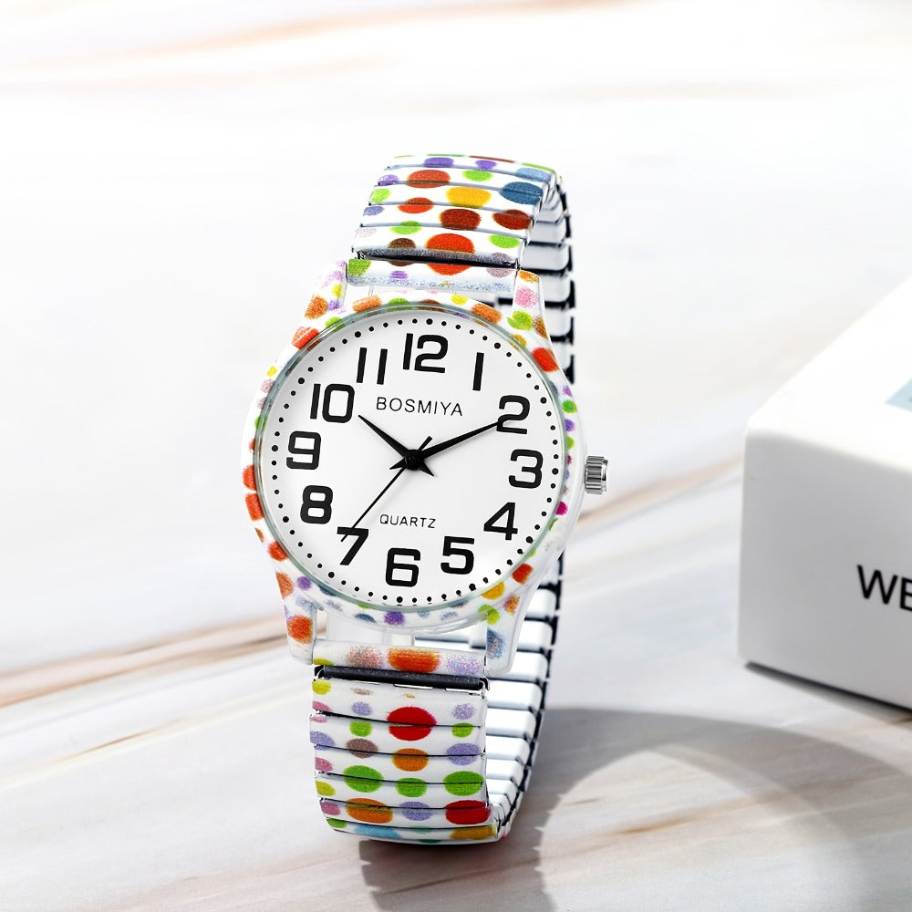 Women's Quartz Watch - Boho for Elastic Stretch Strap Analog Wristwatch - Large Arabic Numeral - product detail view 4