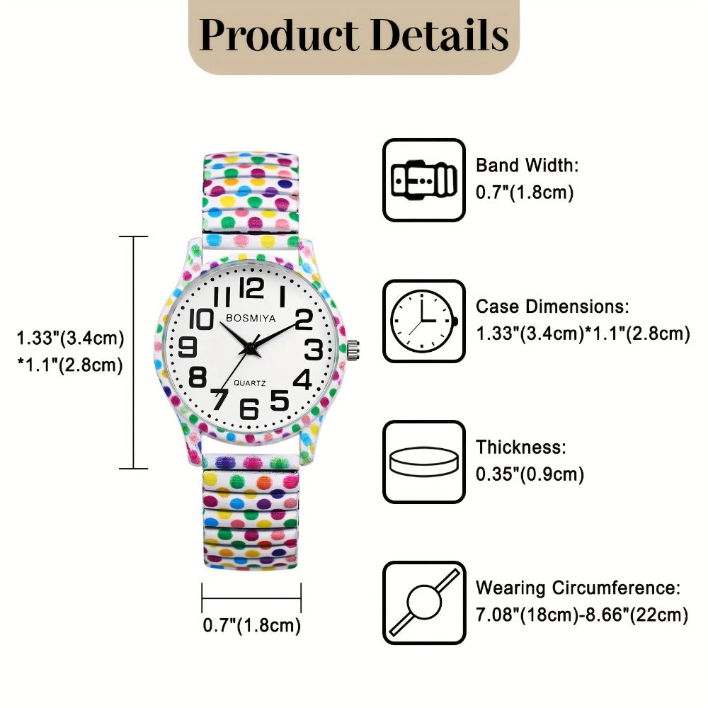 Women's Quartz Watch - Boho for Elastic Stretch Strap Analog Wristwatch - Large Arabic Numeral - product detail view 8
