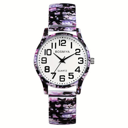 Women's Quartz Watch - Boho for Elastic Stretch Strap Analog Wristwatch - Large Arabic Numeral - product detail view 11