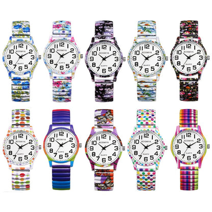 Women's Quartz Watch - Boho for Elastic Stretch Strap Analog Wristwatch - Large Arabic Numeral - product detail view 16