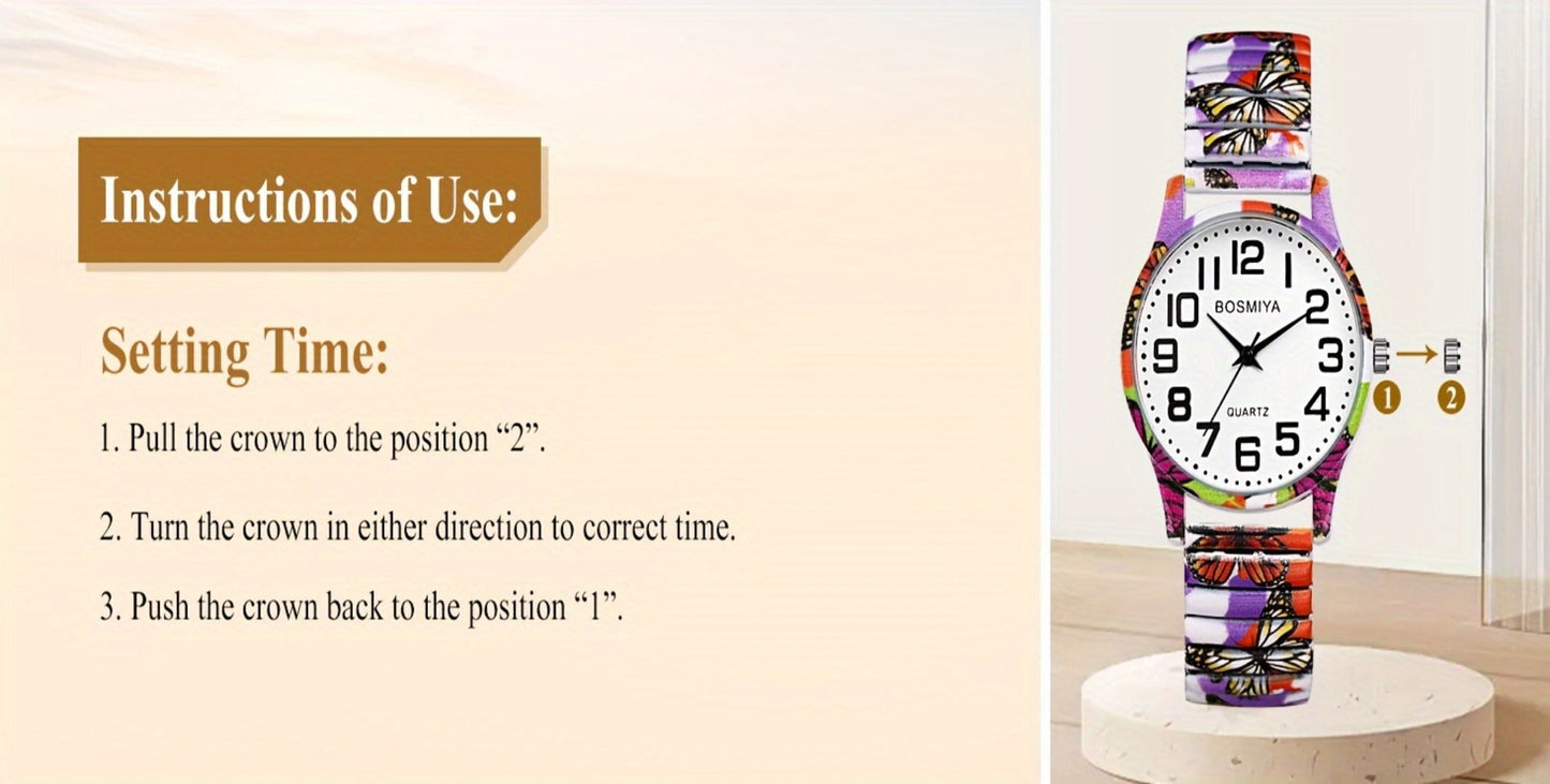 Women's Quartz Watch - Boho for Elastic Stretch Strap Analog Wristwatch - Large Arabic Numeral - product detail view 22