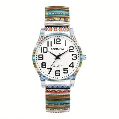 Women's Quartz Watch - Boho for Stretch Stainless Steel Strap, Large Arabic Numeral Dial - product detail view 3