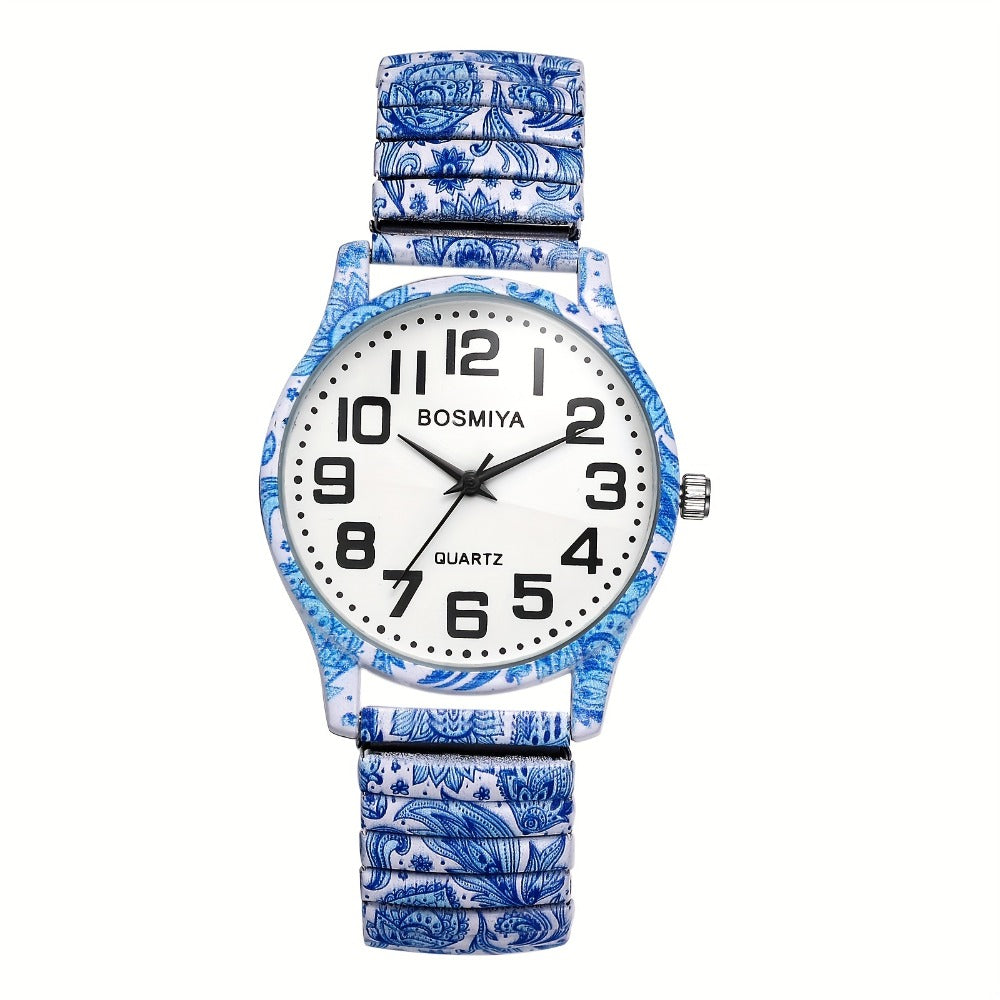 Women's Quartz Watch - Boho for Stretch Stainless Steel Strap, Large Arabic Numeral Dial - product detail view 5