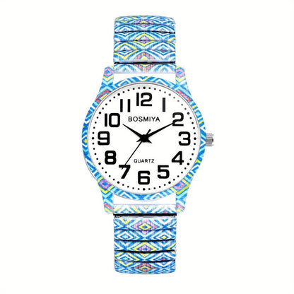 Women's Quartz Watch - Boho for Stretch Stainless Steel Strap, Large Arabic Numeral Dial - product detail view 7