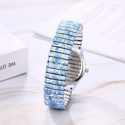 Women's Quartz Watch - Boho for Stretch Stainless Steel Strap, Large Arabic Numeral Dial - product detail view 8