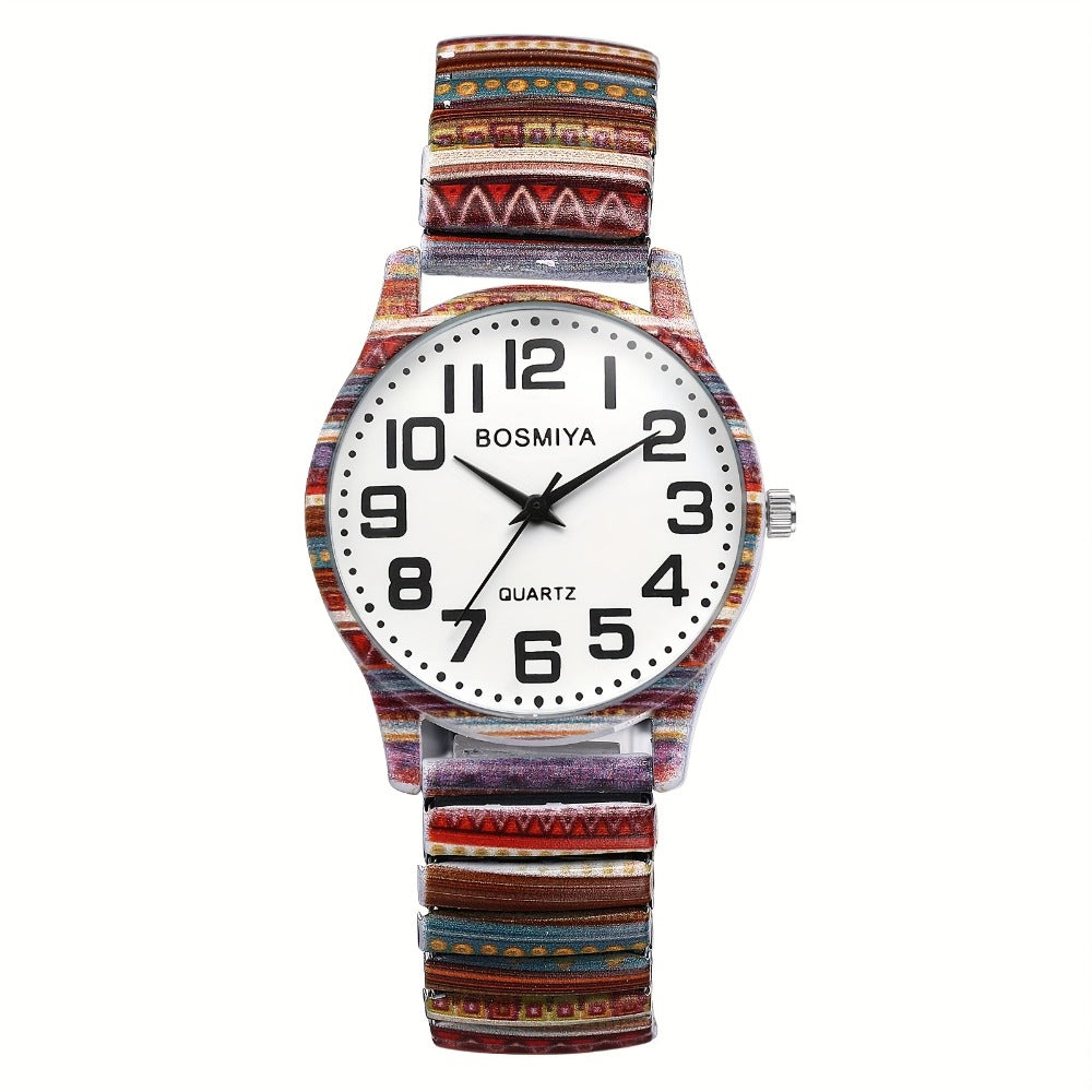 Women's Quartz Watch - Boho for Stretch Stainless Steel Strap, Large Arabic Numeral Dial - product detail view 18