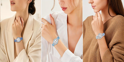 Women's Quartz Watch - Boho for Stretch Stainless Steel Strap, Large Arabic Numeral Dial - product detail view 26