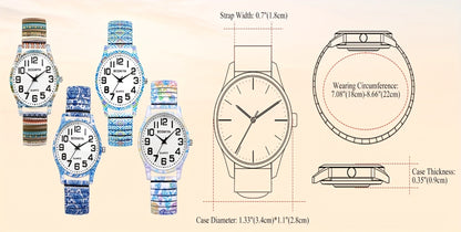 Women's Quartz Watch - Boho for Stretch Stainless Steel Strap, Large Arabic Numeral Dial - product detail view 28