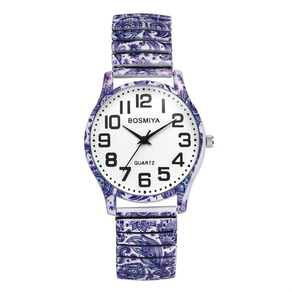 Women's Quartz Watch - Boho for Stretch Stainless Steel Strap, Large Arabic Numeral Dial - product detail view 32