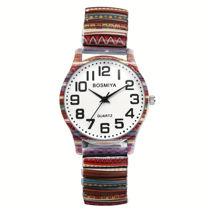 Women's Quartz Watch - Boho for Stretch Stainless Steel Strap, Large Arabic Numeral Dial - product detail view 39