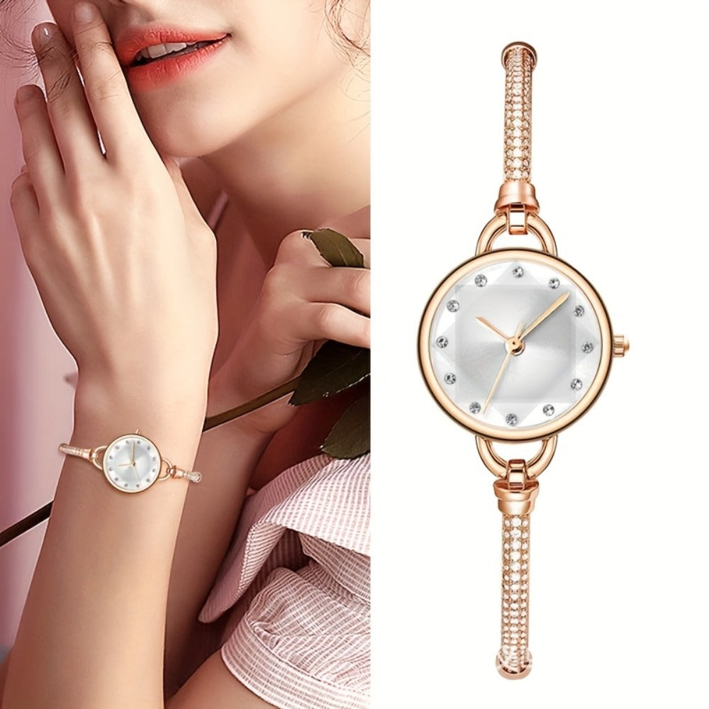 Women's Quartz Watch - Bracelet for Hexagonal Case Stainless Steel Analog Dress Wristwatch Petite - product detail view 9