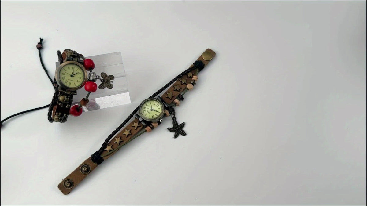 Women's Quartz Watch - Bracelet Vintage Ethnic Analog Faux Leather Cord Multi-Layer Wrap with - product detail view 17