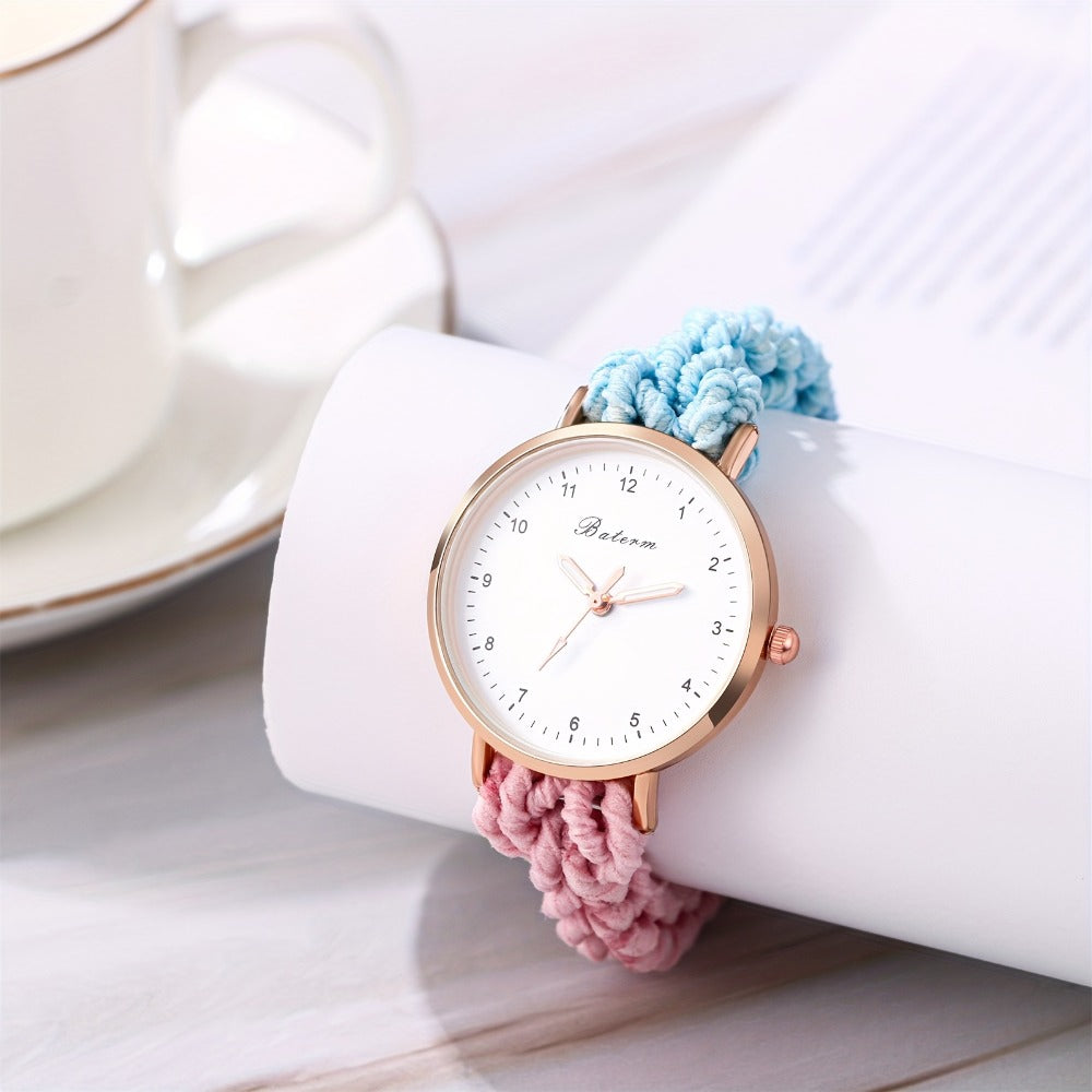 Women's Quartz Watch - Braided Cord for Girls Boho Colorful Gradient Friendship Bracelet - product detail view 4