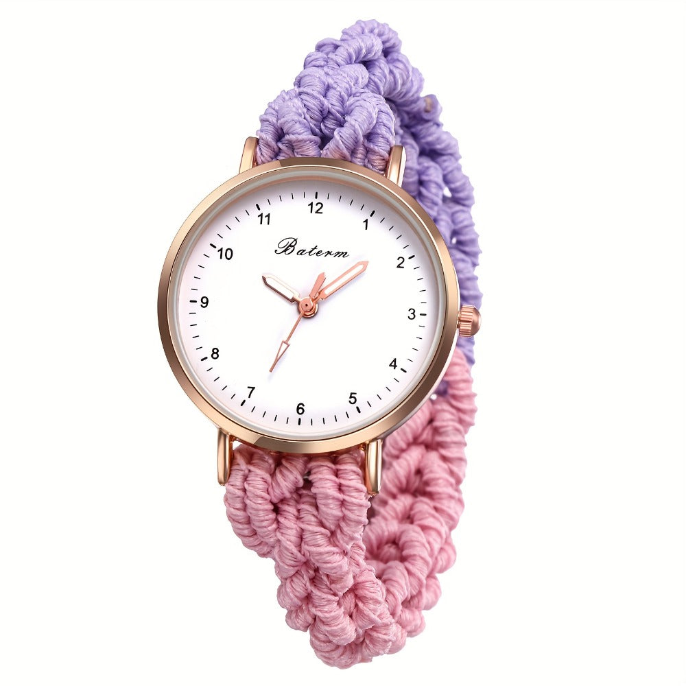 Women's Quartz Watch - Braided Cord for Girls Boho Colorful Gradient Friendship Bracelet - product detail view 10
