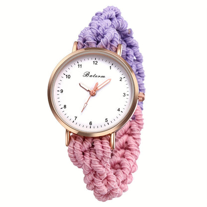Women's Quartz Watch - Braided Cord for Girls Boho Colorful Gradient Friendship Bracelet - product detail view 10