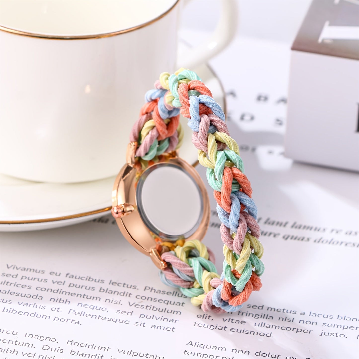 Women's Quartz Watch - Braided Cord for Girls Boho Colorful Gradient Friendship Bracelet - product detail view 17