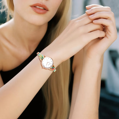 Women's Quartz Watch - Braided Cord for Girls Boho Colorful Gradient Friendship Bracelet - product detail view 19