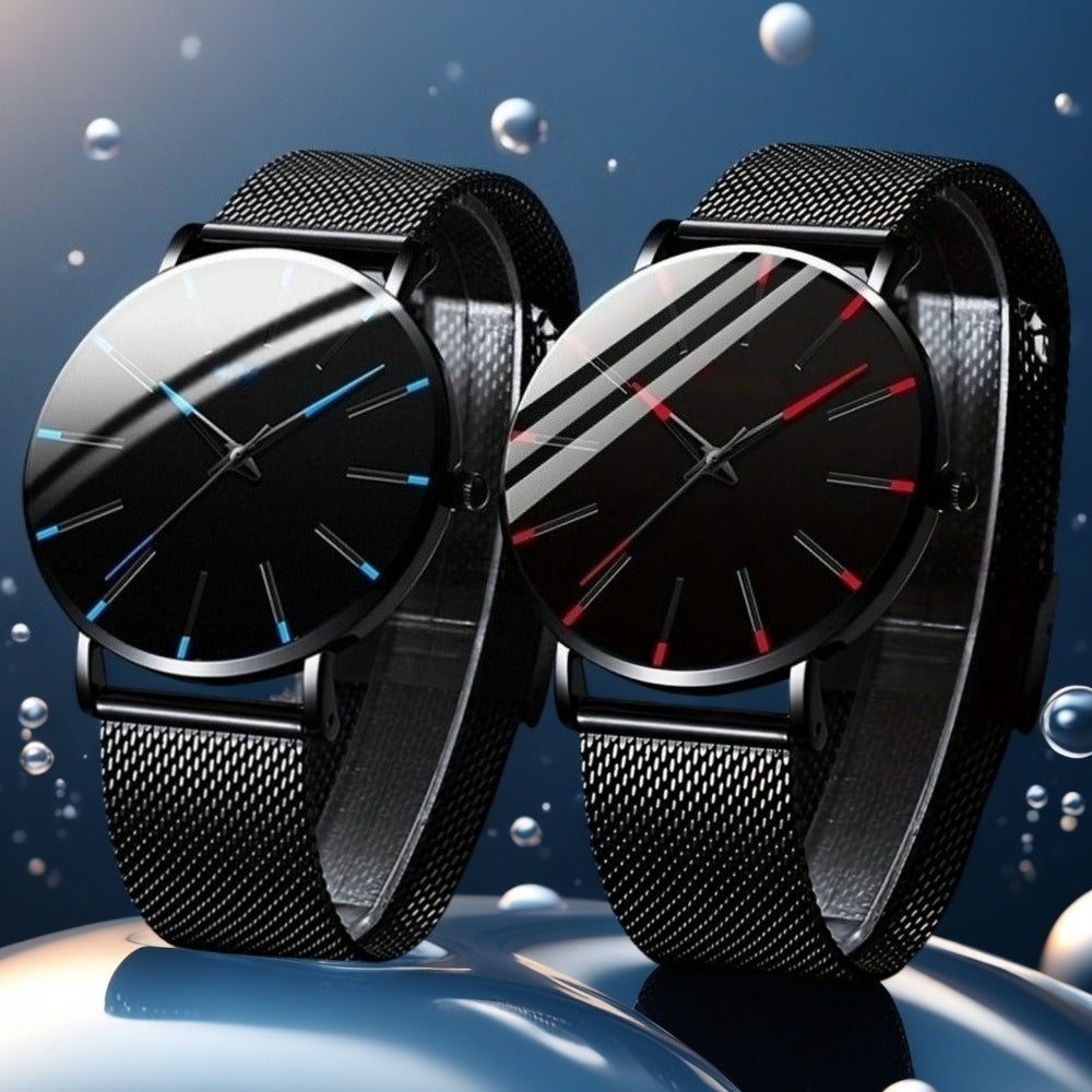 Men's Quartz Watch - Business Casual Set of 2 - Simple Analog Wristwatch Pair for Women - main product view