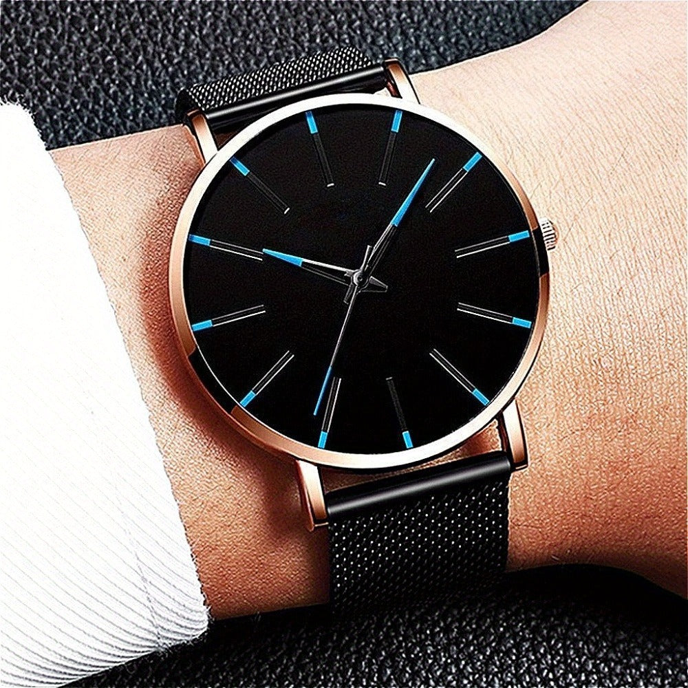 Men's Quartz Watch - Business Casual Set of 2 - Simple Analog Wristwatch Pair for Women - product detail view 2