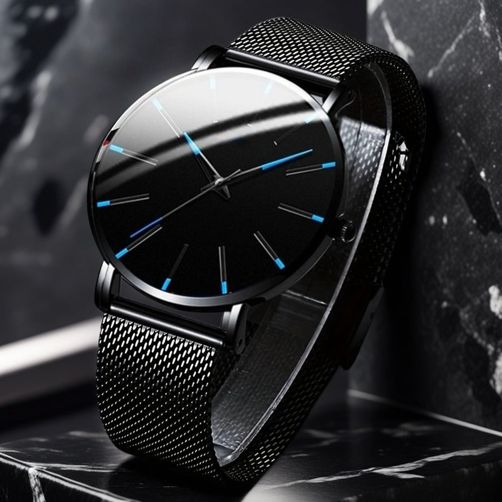 Men's Quartz Watch - Business Casual Set of 2 - Simple Analog Wristwatch Pair for Women - product detail view 4