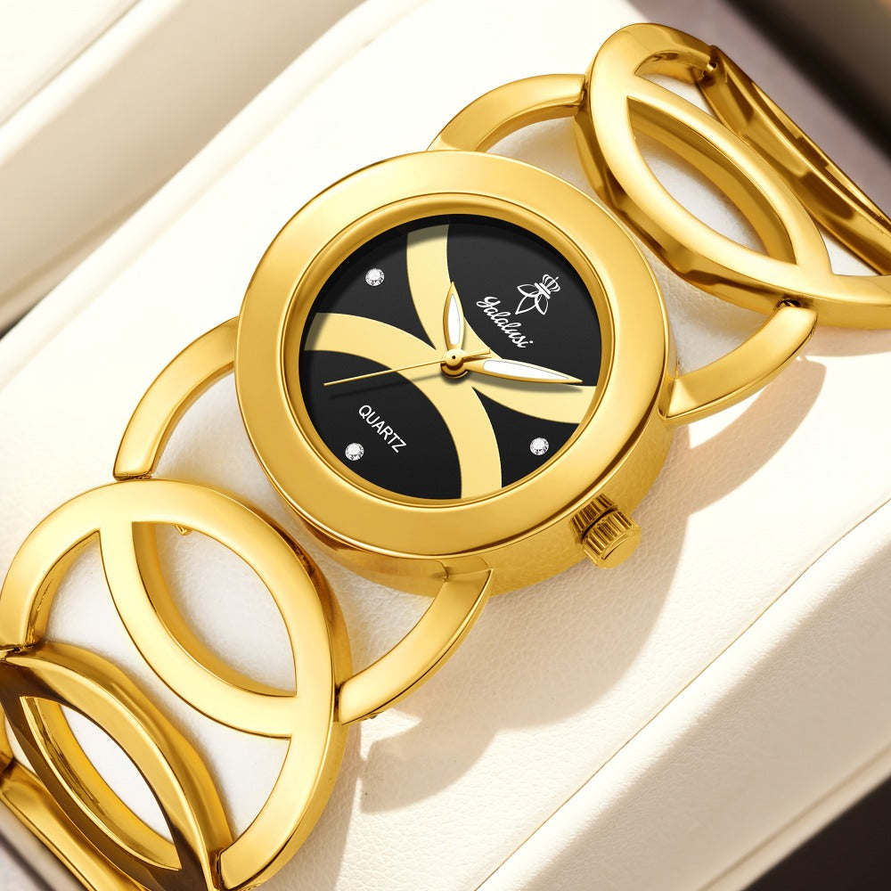 Women's Quartz Watch - Butterfly Rhinestone 's Gold Silver Tone Glowing Dial Elegant Fashion - main product view