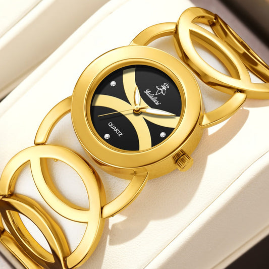 Women's Quartz Watch - Butterfly Rhinestone 's Gold Silver Tone Glowing Dial Elegant Fashion - main product view