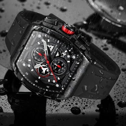 Men's Quartz Watch - Chronograph for Luxury Tonneau Sport Wristwatch Luminous Waterproof Racing - product detail view 3