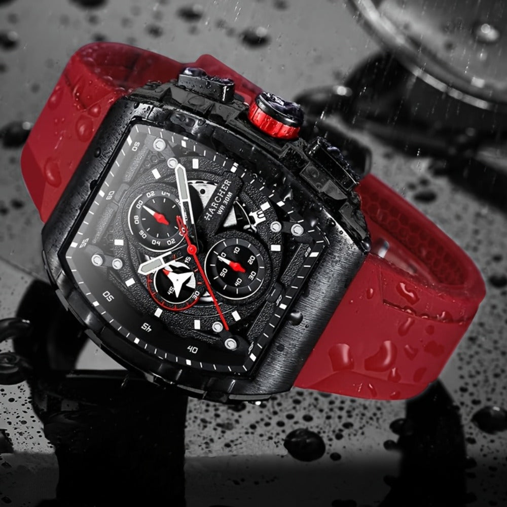 Men's Quartz Watch - Chronograph for Luxury Tonneau Sport Wristwatch Luminous Waterproof Racing - product detail view 5