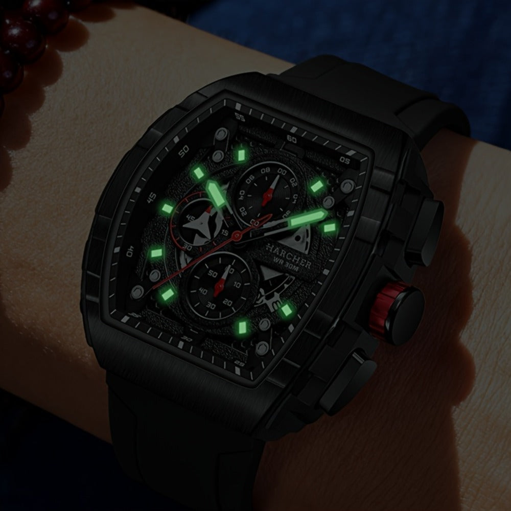 Men's Quartz Watch - Chronograph for Luxury Tonneau Sport Wristwatch Luminous Waterproof Racing - product detail view 8