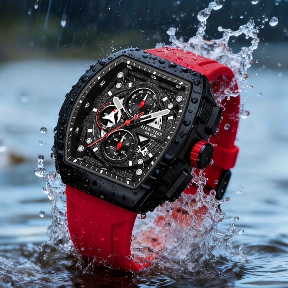 Men's Quartz Watch - Chronograph for Luxury Tonneau Sport Wristwatch Luminous Waterproof Racing - product detail view 10
