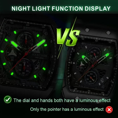 Men's Quartz Watch - Chronograph for Luxury Tonneau Sport Wristwatch Luminous Waterproof Racing - product detail view 11