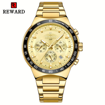 Men's Quartz Watch - Chronograph Sport REWARD VIP Luminous Stainless Steel Wristwatch Ice Blue - product detail view 5