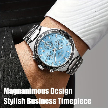 Men's Quartz Watch - Chronograph Sport REWARD VIP Luminous Stainless Steel Wristwatch Ice Blue - product detail view 6