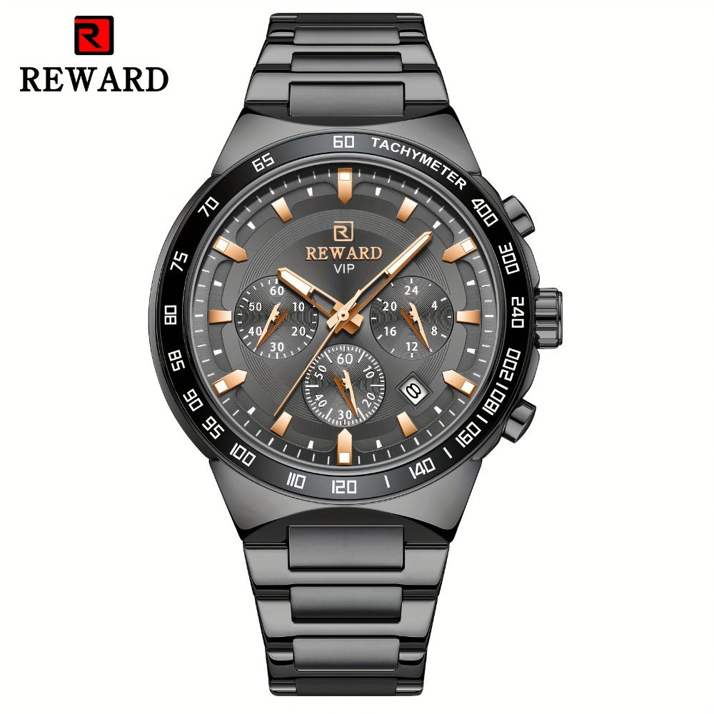 Men's Quartz Watch - Chronograph Sport REWARD VIP Luminous Stainless Steel Wristwatch Ice Blue - product detail view 7