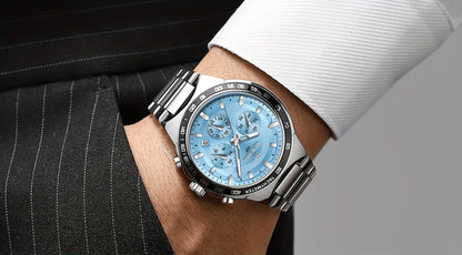 Men's Quartz Watch - Chronograph Sport REWARD VIP Luminous Stainless Steel Wristwatch Ice Blue - product detail view 17