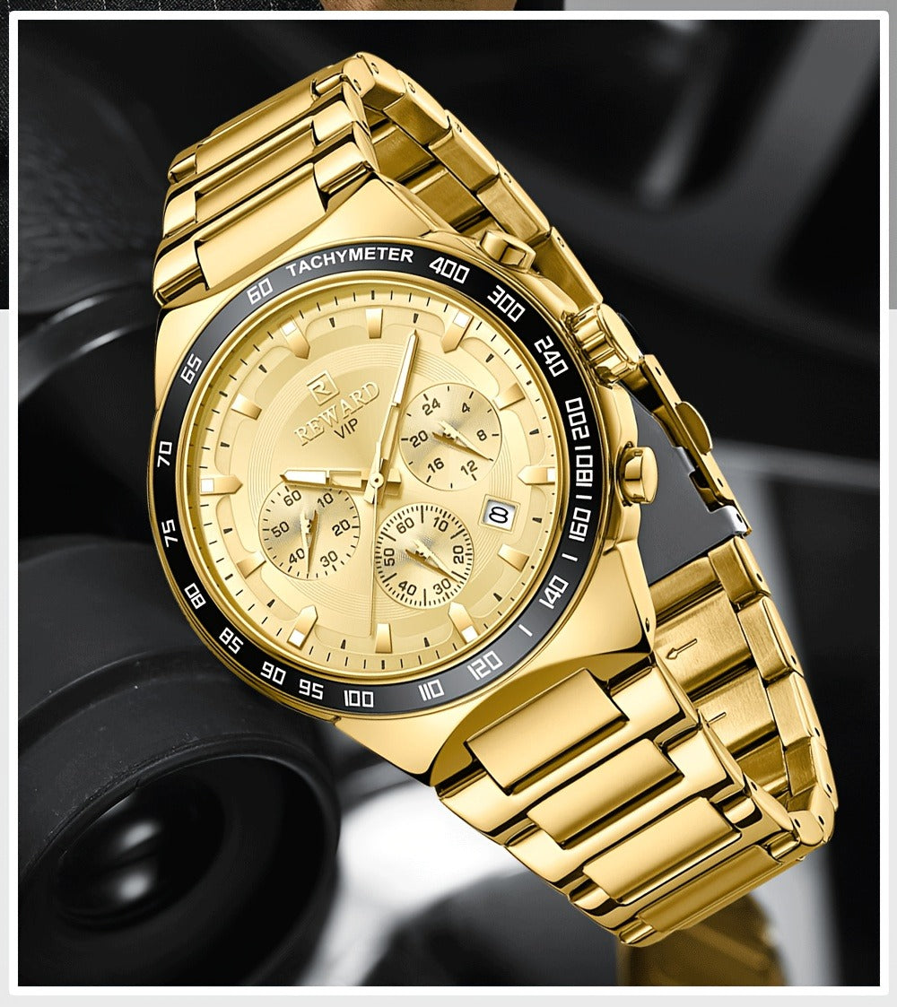 Men's Quartz Watch - Chronograph Sport REWARD VIP Luminous Stainless Steel Wristwatch Ice Blue - product detail view 20